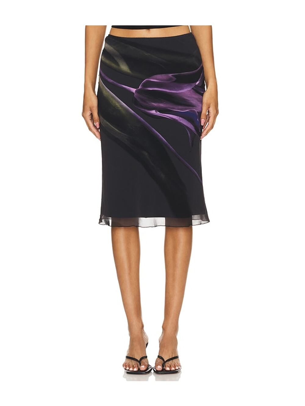 Musier Floral Black Purple Nadia Skirt Size 36 FR / US 4